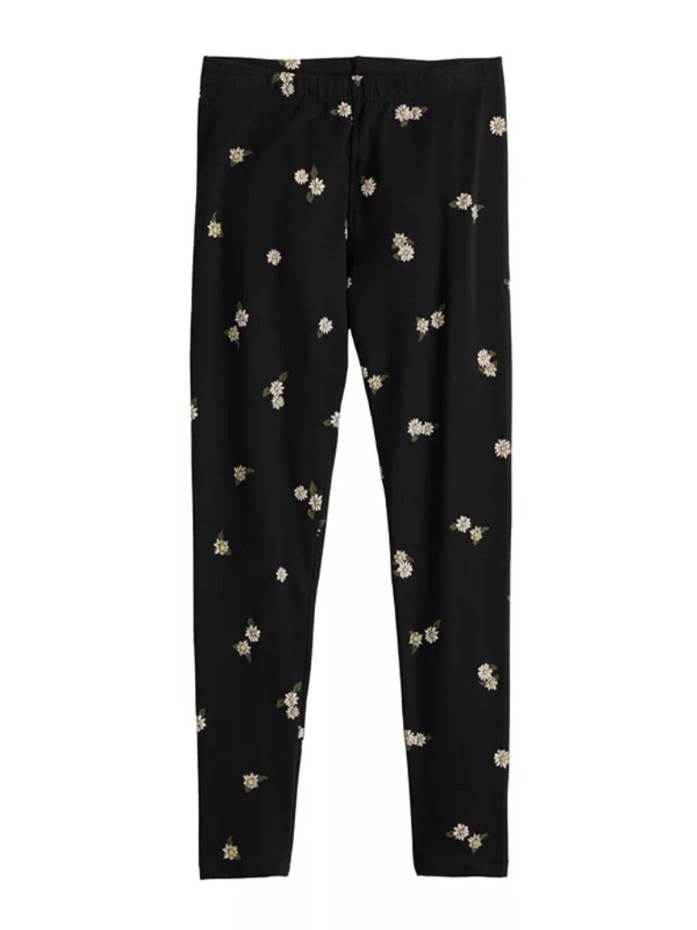 Girl's SO Midrise Full Length Leggings - Black With Allover Daisies - 18+ - NWT